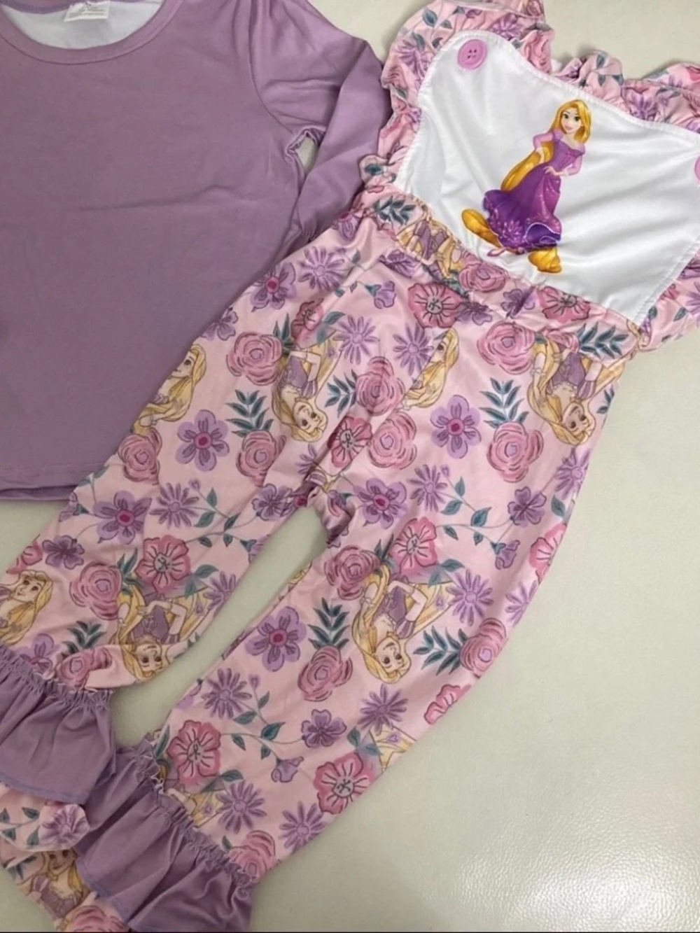 Boutique Rapunzel Romper long ruffle sleeve set - Picture 2 of 6